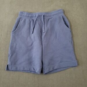 Primark Cares Shorts Womens Size Small Waffle Knit Cotton Blend Drawstring Blue